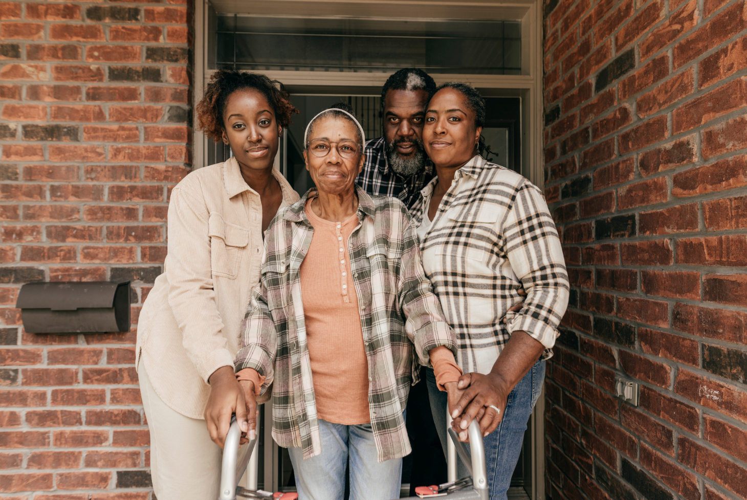 African American family standing together